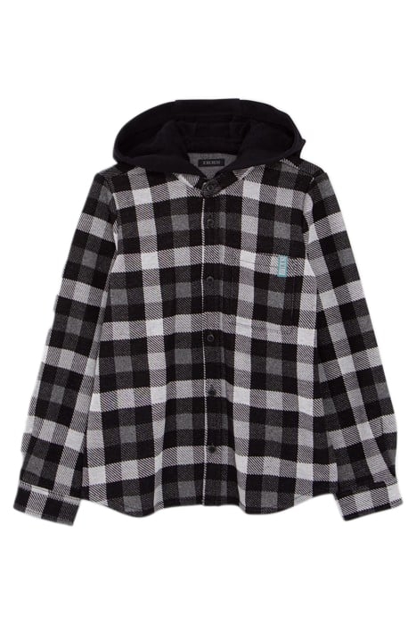 BOYS' BLACK CHECK SHIRT WITH DETACHABLE HOOD 1