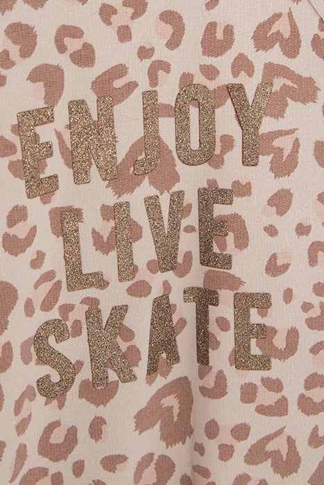 GIRLS’ ECRU SWEATSHIRT WITH GOLD LEOPARD SLOGAN PRINT 6