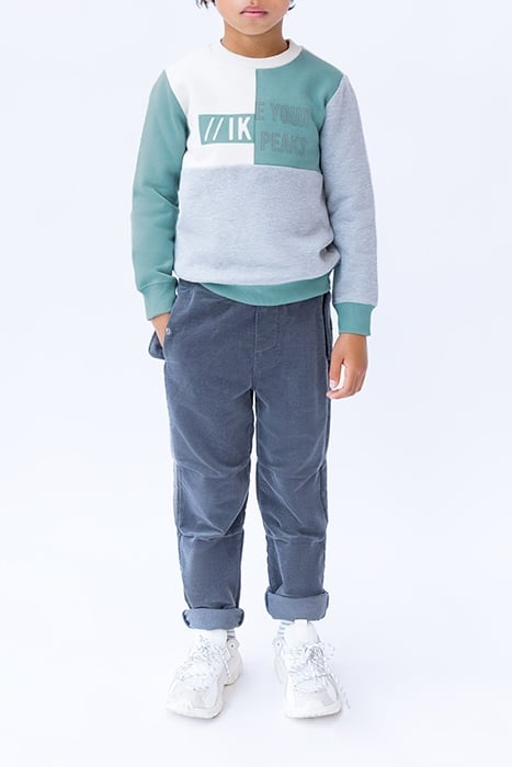 BOYS’ GREY, GREEN, AND ECRU SWEATSHIRT WITH RUBBER IMAGES 1