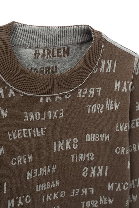 BOYS’ KHAKI/GREY JACQUARD LETTER REVERSIBLE SWEATER 6