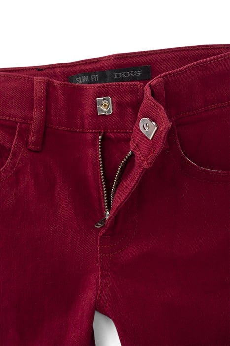 BOYS’ DARK RED UPCYCLED SLIM JEANS 3