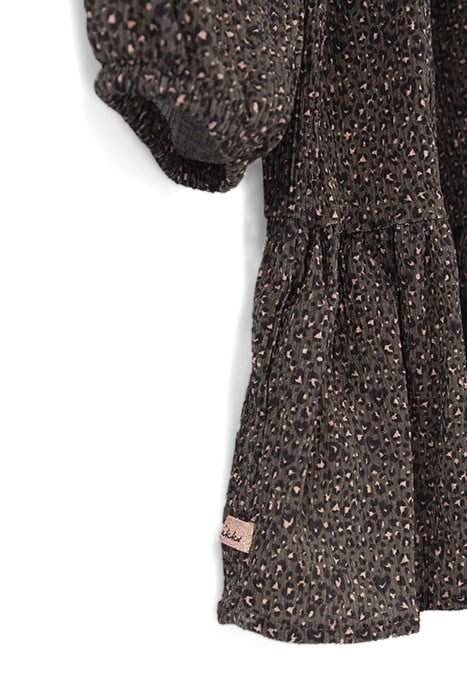 GIRLS’ KHAKI LEOPARD-HEART PRINT DRESS 3