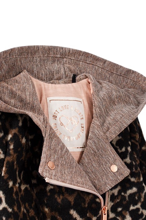 GIRLS’ COPPER PINK MIXED FABRIC BIKER-STYLE JACKET 3