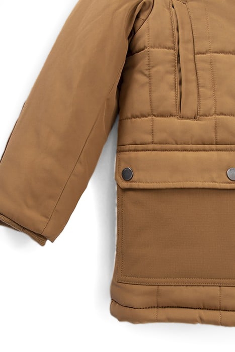 BOYS’ CAMEL NYLON AND CORDUROY FUR-LINED PARKA 4
