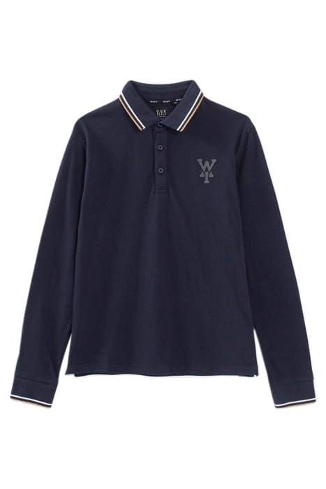 BOYS’ NAVY STRIPED RIBBED POLO SHIRT 1