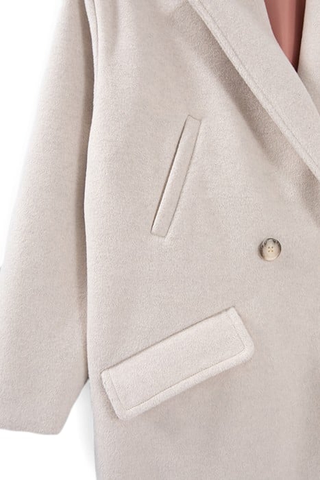 GIRLS’ ECRU DOUBLE-BREASTED LONG COAT 5