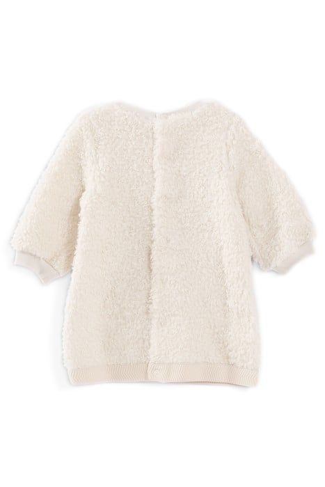 BABY GIRLS’ ECRU SHERPA DRESS WITH EMBROIDERED LOGO 2