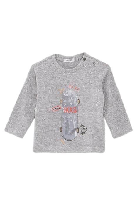 BABY BOYS’ GREY T-SHIRT WITH LENTICULAR SKATEBOARD IMAGE 1