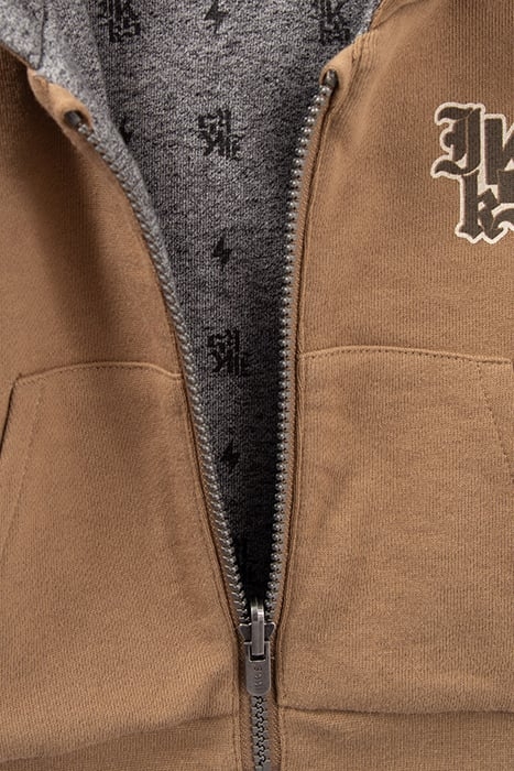 BABY BOYS’ CAMEL/GREY PRINT REVERSIBLE CARDIGAN 6