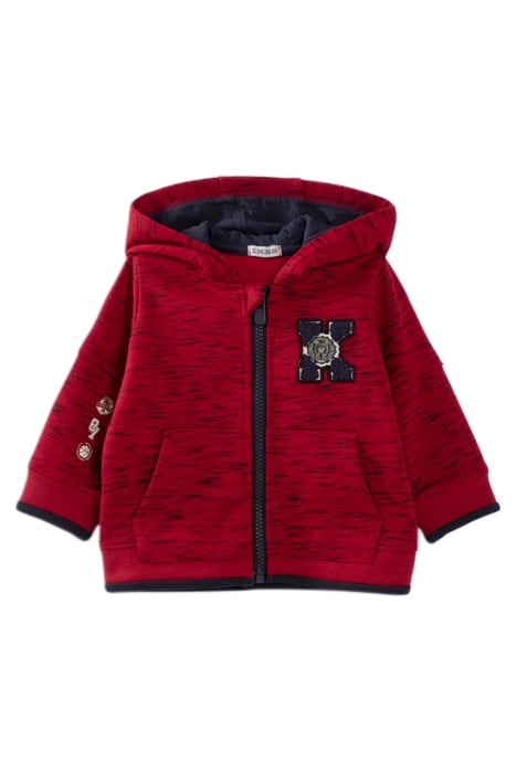 BABY BOYS’ RED MARL FLEECE HOODED CARDIGAN 1