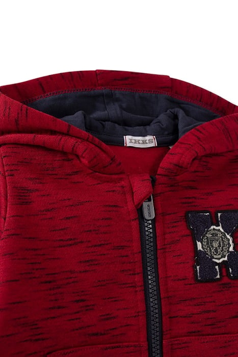 BABY BOYS’ RED MARL FLEECE HOODED CARDIGAN 3