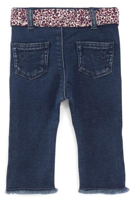 BABY GIRLS’ BLUE JEANS WITH FRINGED CUFFS AND SCARF BELT 2