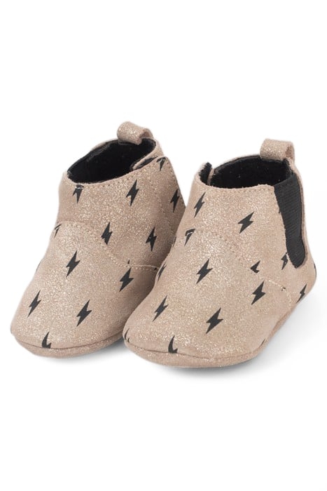 BABY GIRLS’ GOLD LEATHER SLIPPERS WITH LIGHTNING 2