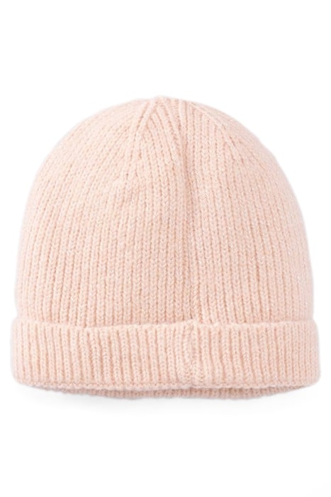 BABY GIRLS’ POWDER PINK LUREX FUR-LINED KNIT BEANIE 2