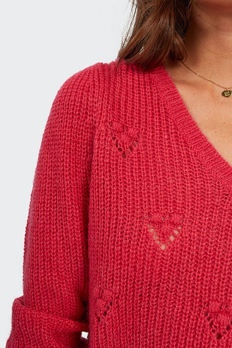FLASH PINK DECORATIVE STITCH KNIT SWEATER 5