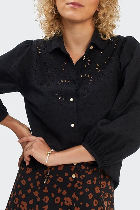 BLACK EYELET EMBROIDERY DICKEY SHIRT 4