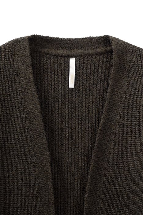 KHAKI KNIT MID-LENGTH CARDIGAN, DECORATIVE SLEEVES 8