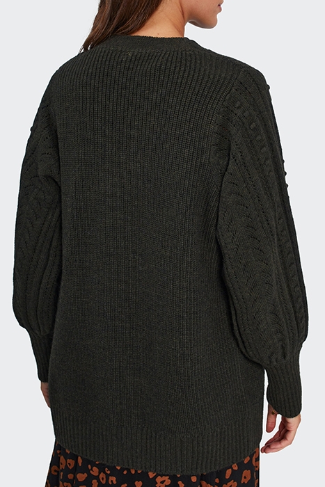 KHAKI KNIT MID-LENGTH CARDIGAN, DECORATIVE SLEEVES 2