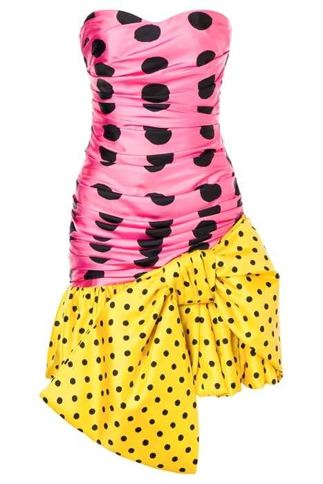 PATCHWORK POLKA DOTS SILK TWILL DRESS PINK 3