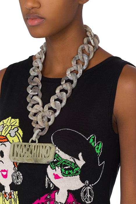 NECKLACE WITH MOSCHINO X THE FLINTSTONES™ LOGO GREY 2