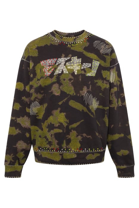 MOSCHINO KATAKANA LOGO CAMOUFLAGE SWEATSHIRT GREEN 3