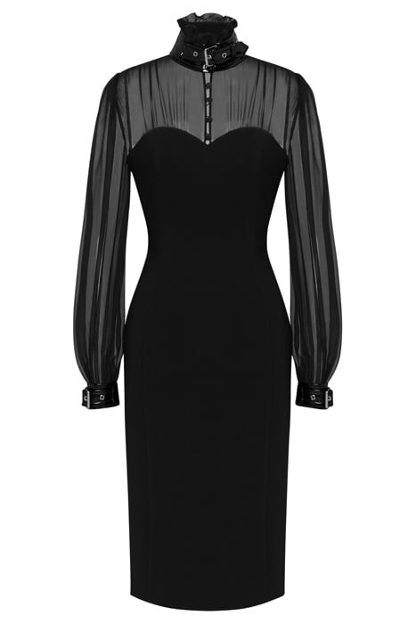 BONDAGE BUCKLE STRETCH CADY DRESS BLACK 3