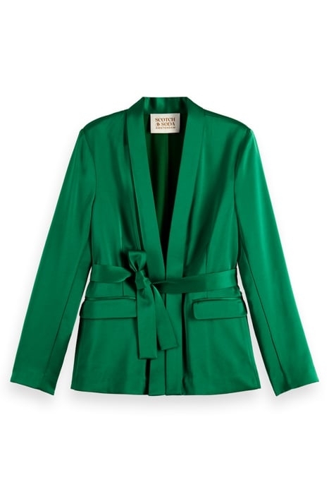 BELTED SATIN SINGLE BREASTED BLAZER PINE TREE 4