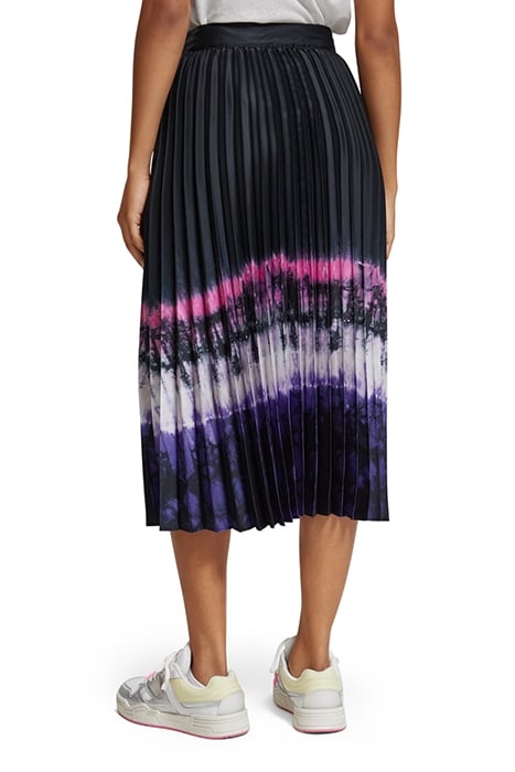 PRINTED PLEATED HIGH RISE MIDI SKIRT DIP DYE STRIPE 2