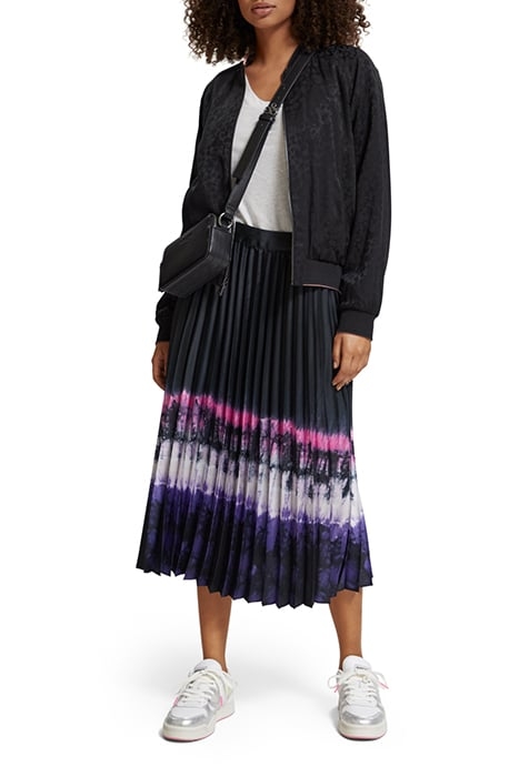 PRINTED PLEATED HIGH RISE MIDI SKIRT DIP DYE STRIPE 3