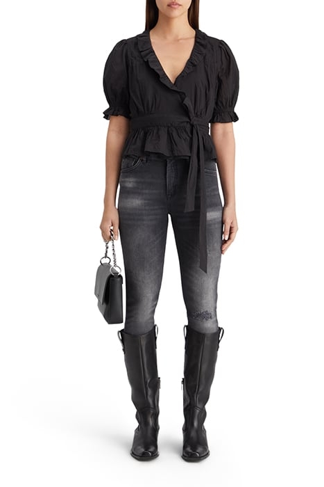 WRAP TOP WITH RUFFLE DETAIL EVENING BLACK 3