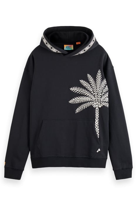 PALM TREE EMBROIDERY HOODIE BLACK 1