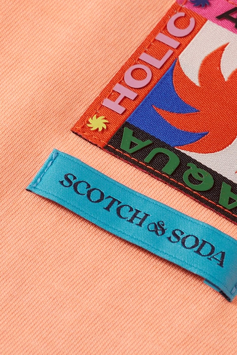 TWO COLOUR SPRAYED T-SHIRT WASHED NEON PEACH 3