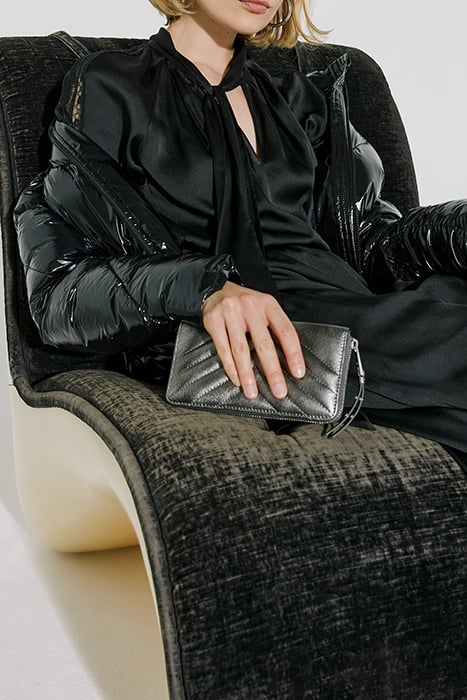 1440 COMPAGNON METALLISE QUILTED CHEVRON WALLET GREY 5