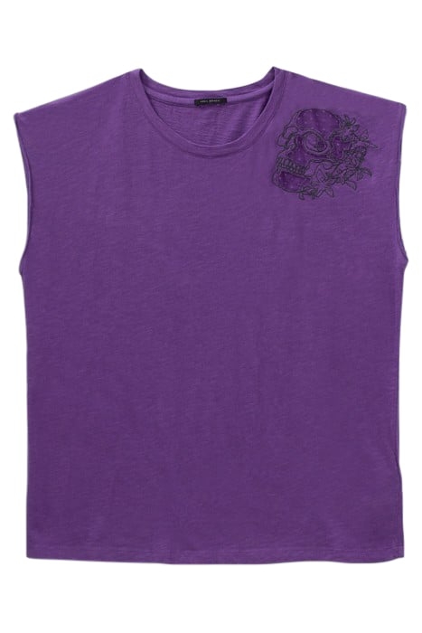 PURPLE T-SHIRT WITH SKULL EMBROIDERY AND TULLE PLUM 3