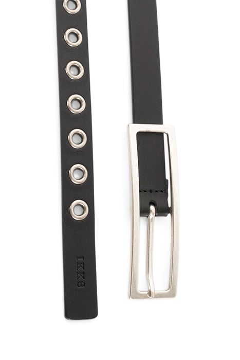 BLACK LEATHER BELT WITH WIDE METAL BUCKLE BLACK 2