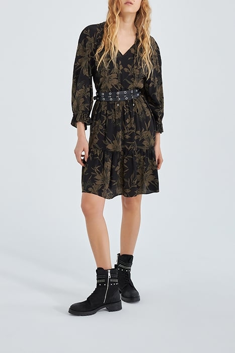 BLACK LILY PRINT DRESS BLACK 3