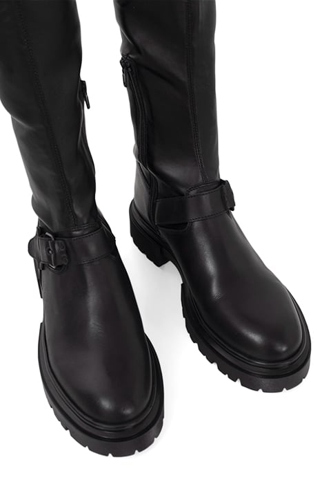 BLACK THIGH-HIGH BOOTS WITH LUGGED SOLES BLACK 4
