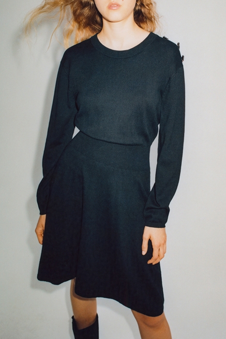 BLACK SWEATER DRESS WITH DIAMANTE BUTTONS BLACK 8