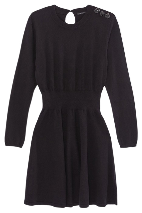 BLACK SWEATER DRESS WITH DIAMANTE BUTTONS BLACK 4