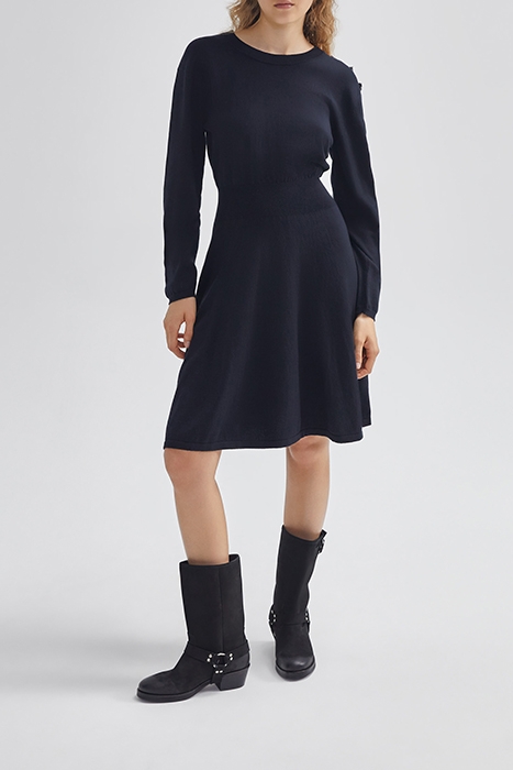 BLACK SWEATER DRESS WITH DIAMANTE BUTTONS BLACK 3