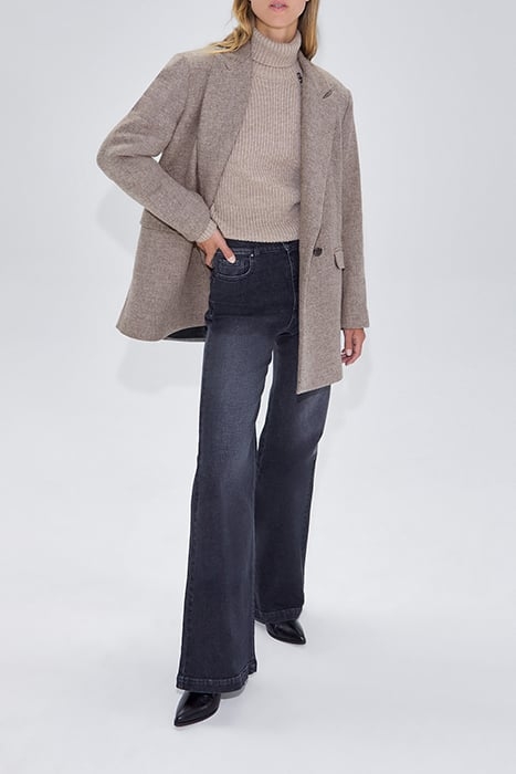BROWN MID-LENGTH COAT SESAME 1