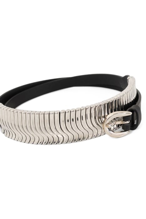 PURE EDITION- BLACK LEATHER BELT, METAL BRACELETS BLACK 2