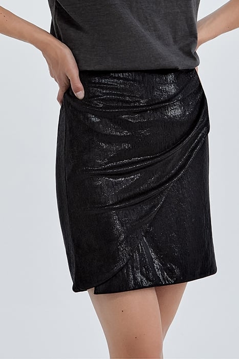 PURE EDITION- BLACK SHORT DRAPED SKIRT BLACK 5