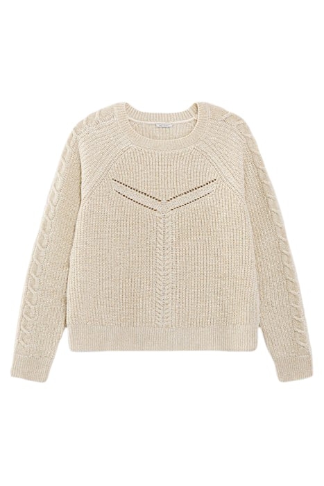 ECRU DECORATIVE STITCH LUREX KNIT SWEATER OFF-WHITE 4