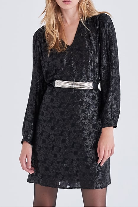 BLACK IRIDESCENT BAROQUE MOTIF JACQUARD DRESS BLACK 1