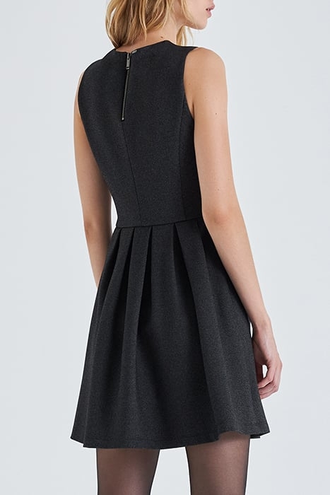 BLACK SHINY KNIT SKATER DRESS BLACK 2