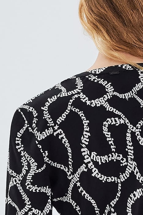 BLACK DRESS WITH ECRU LETTERING PRINT BLACK 6