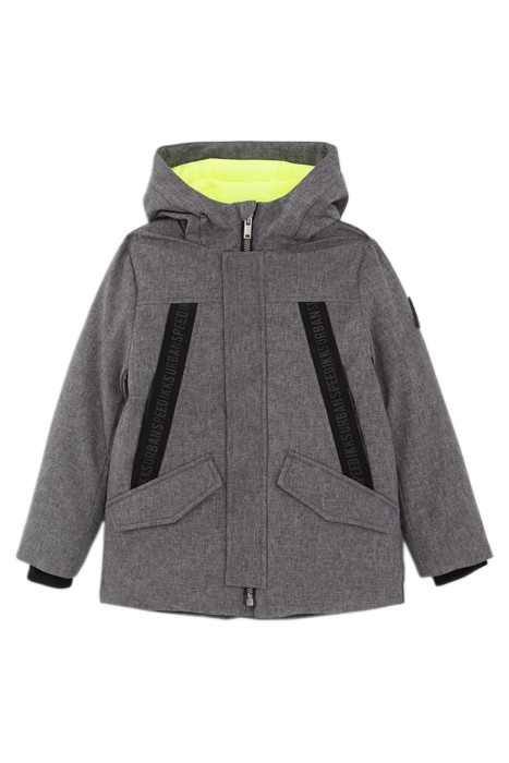 BOYS’ GREY PARKA WITH NEON GREEN LINING GREY 1
