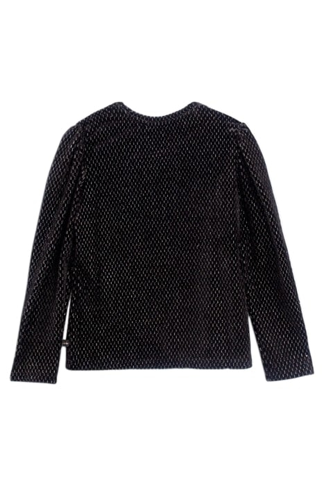 GIRLS’ BLACK TEXTURE, LUREX, JACQUARD VELVET KNIT T-SHIRT BL 2