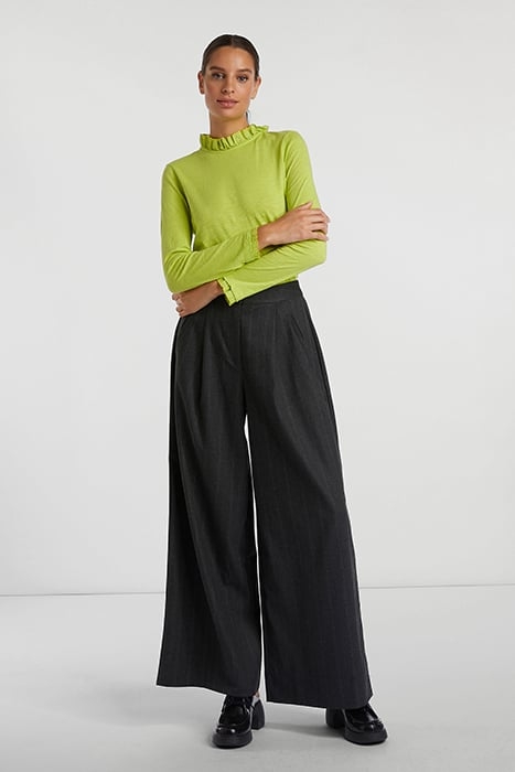 ORGANIC SLUB FRILL LONGSLEEVE CHARTREUSE 2
